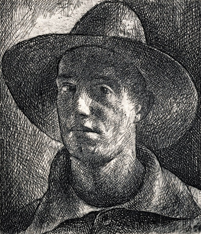 Patkó Károly (1895-1941): Kalapos önarckép