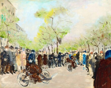 Medgyes László Párizsi motorverseny (Boulevard), 1920 körül