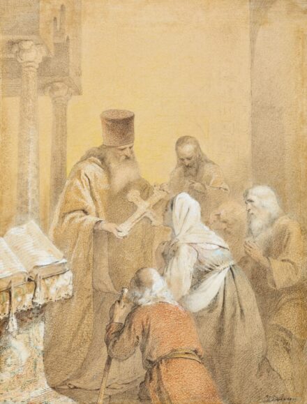 Zichy Mihály Orosz zarándokok a görögkeleti templomban (Pópa)