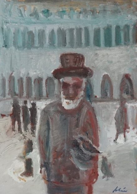 Schéner Mihály (1923 - 2009): Velencei karneválon, 2001