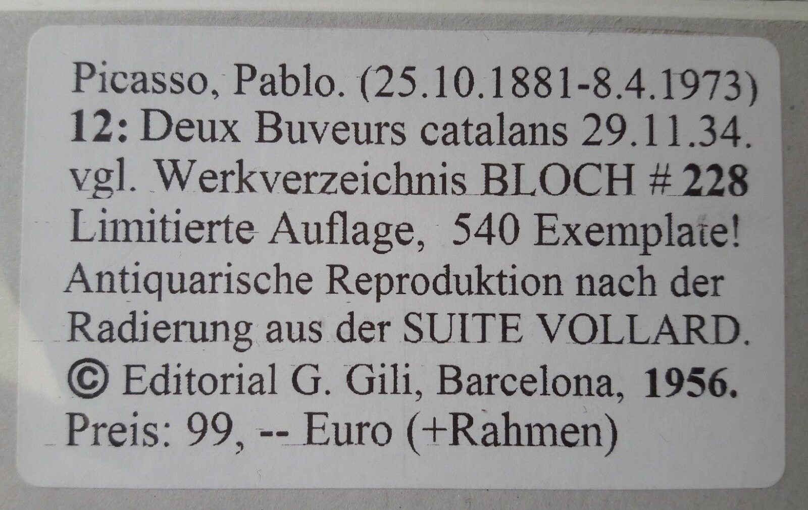 Pablo Picasso - Deux Buveurs catalans - Image 2