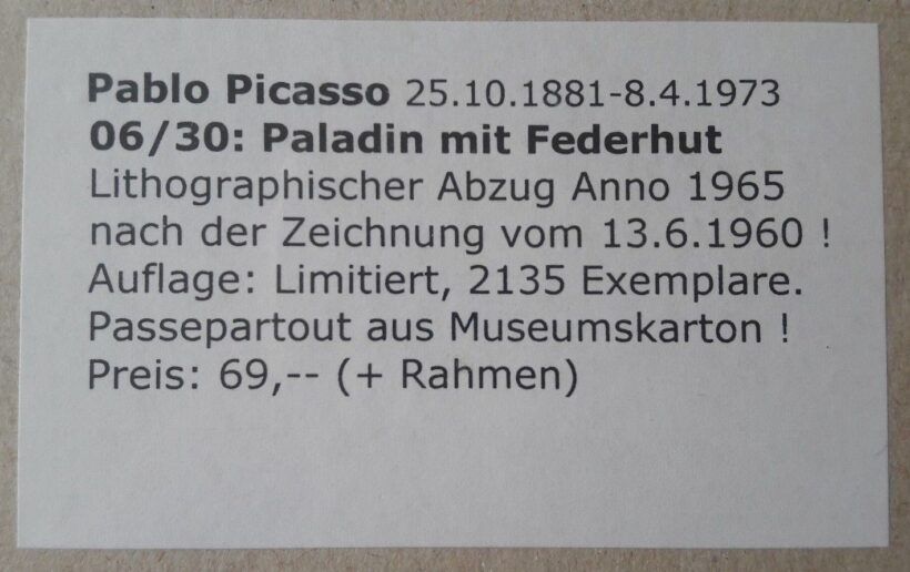 Pablo Picasso - Paladin mit Federhut - Image 2