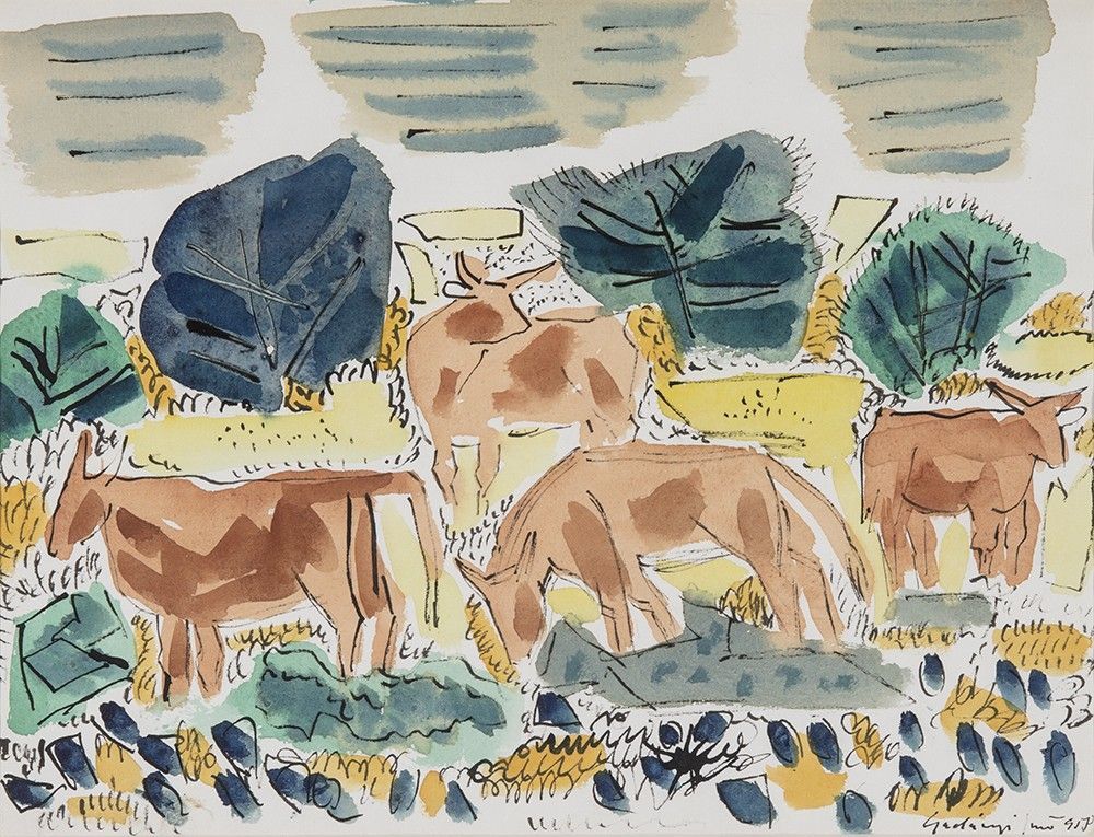 Gadányi Jenő:Legelésző tehenek (1958)