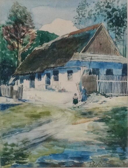 Piller Sándor: Falusi udvar, 1920