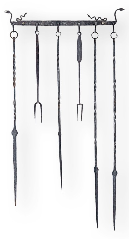 Nyárskészlet - 1 fogas, 4 nyárs és 2 húsvilla