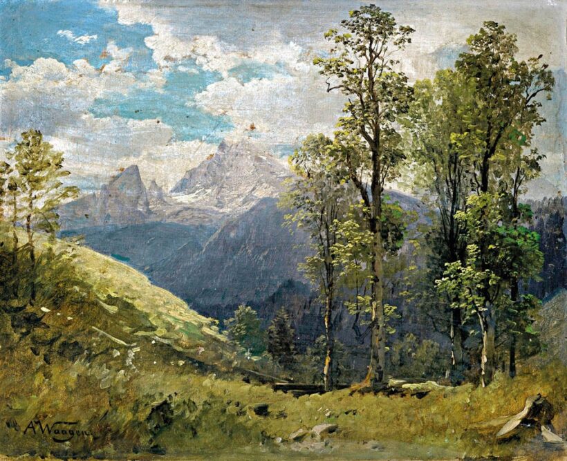 Waagen, Adalbert (1833 - 1898): Kilátás a havas hegycsúcsokra