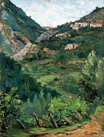 Basch Andor (1885 - 1944): Domboldal házakkal