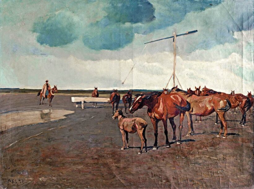 Juszkó Béla (1877 - 1969): Ménes a gémeskútnál