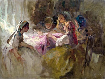 Péczely Antal (1891 - 1944 körül): Kézimunkázó lányok