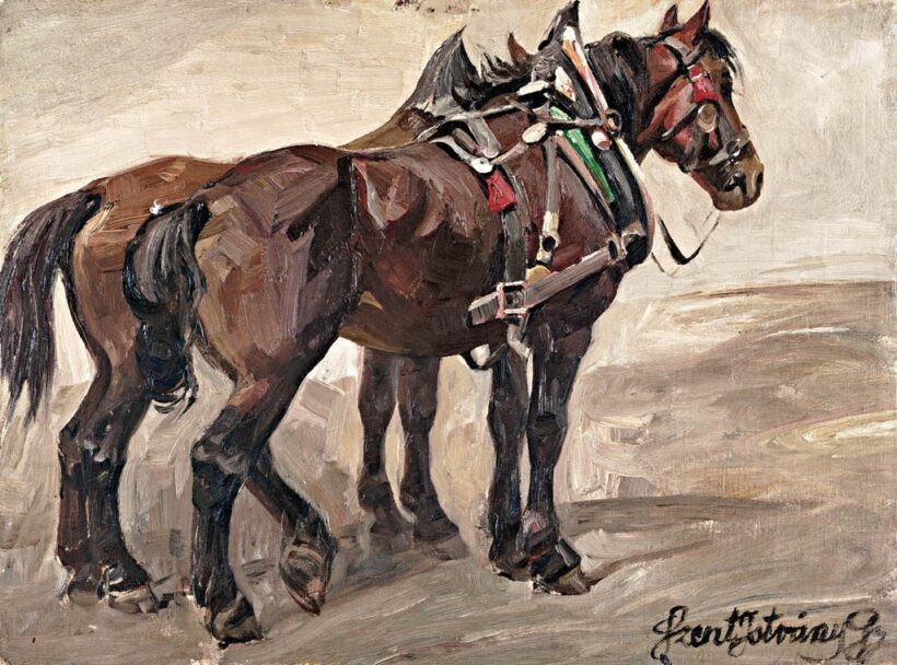 Szent  -  Istvány Gyula (1881 - 1930): Pihenő lovak