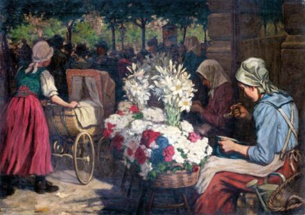 Muzsinszky Nagy Endre (1886 - 1975): Virágárusok a parkban, 1920