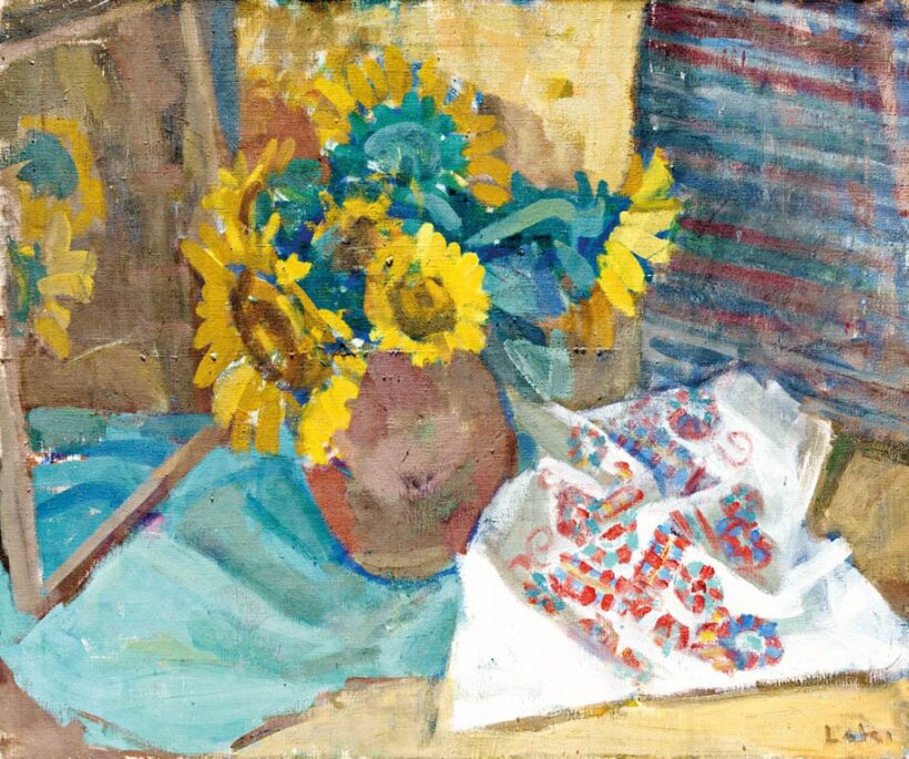 Laky Ida (1921 - 2015): Napraforgós csendélet