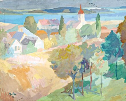 Bolba Henrik (1929 - ): Napfényes falurészlet, 1958