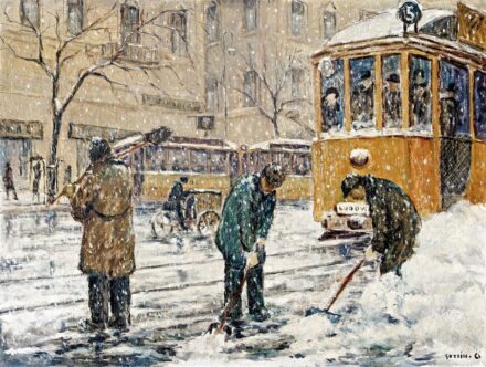 Guzsik Ödön (1902 - 1954): Havas pesti utcán
