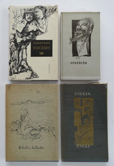 Szász E., Szalay L., Schwimmer M. által illusztrált könyvek - 4 db: Énekek éneke, Anakreón, Shakespeare, Schiller