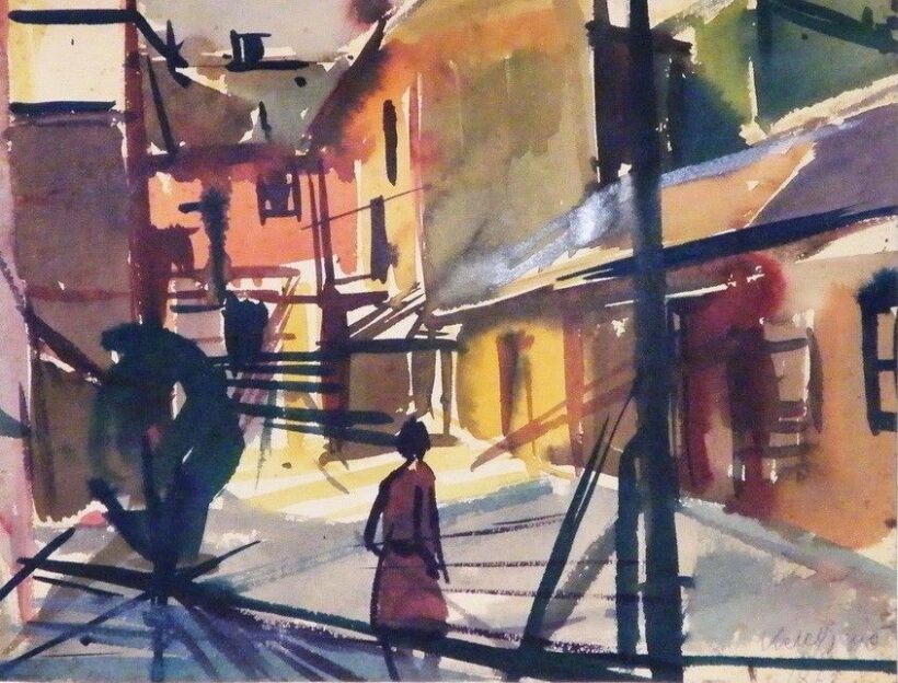 Keleti Jenő (1920-1986): Kisvárosi utca, 1961