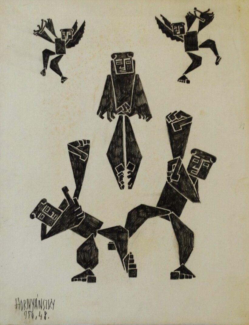 Hornyánszky Gyula (1924 - 1995): Táncoló alakok, 1956