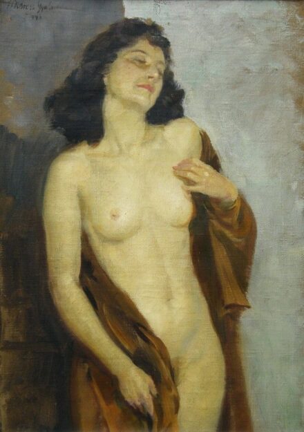 Merész Müller Gyula (1888-1949): Akt lepellel, 1943