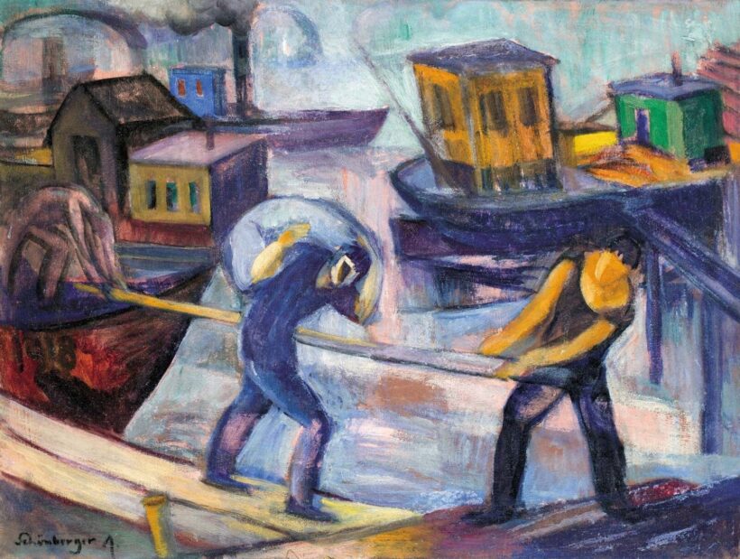 Schönberger Armand (1885-1974) Rakodómunkácsok / Dokkmunkások