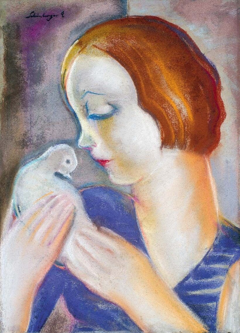 Schönberger Armand (1885-1974) Nő galambbal