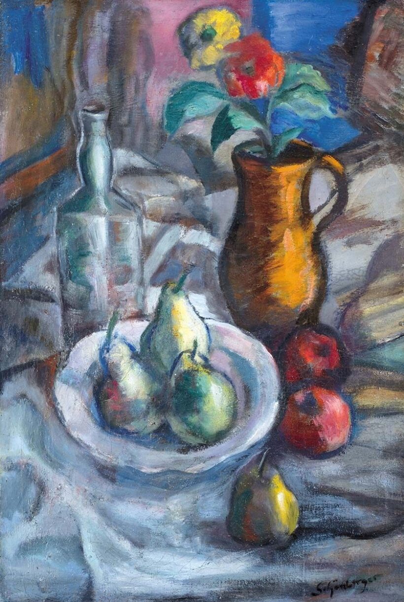 Schönberger Armand (1885-1974) Virágcsendélet gyümölcsökkel