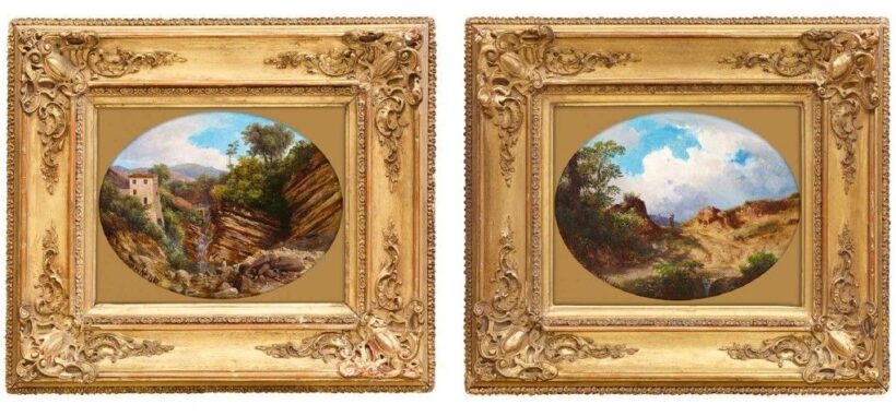 Ifj. Markó Károly:Fürdőzők a vízesésnél, 1867,Napsütötte olasz táj, 1867