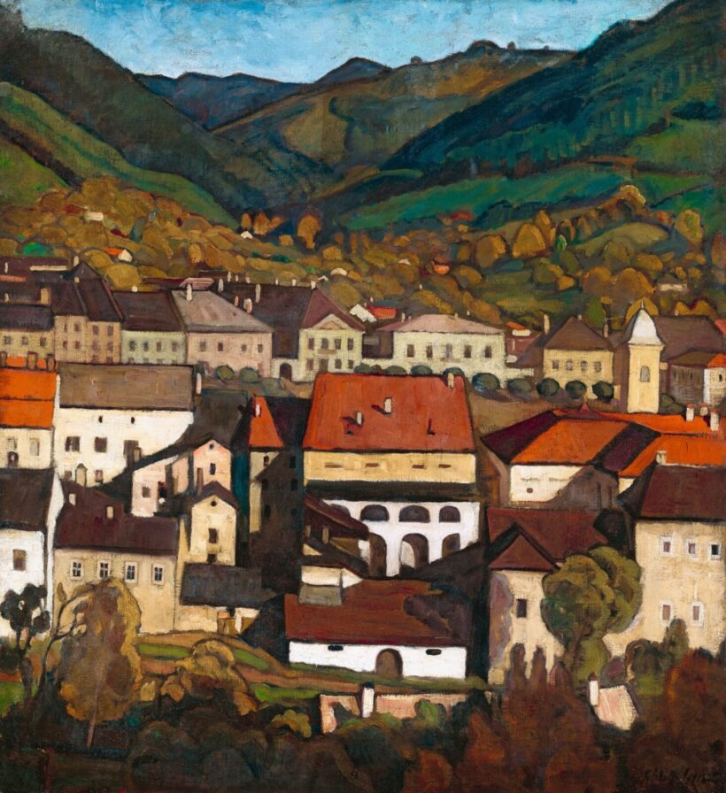 Gábor Jenő:Város régi házakkal (Pécs), 1918