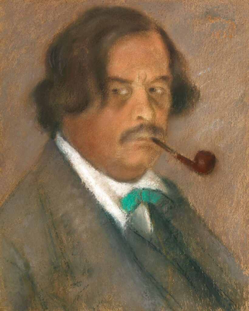 Rippl-Rónai József:Önarckép zöld csokornyakkendővel, 1922