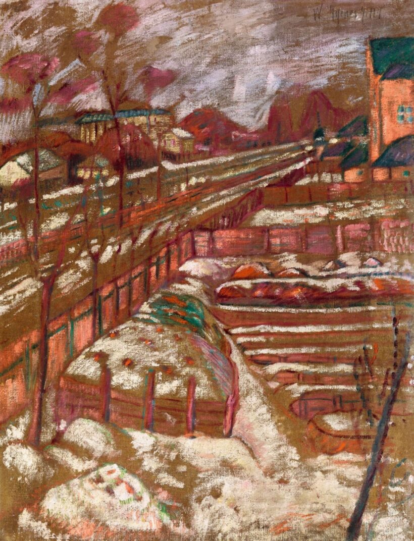 Gyenes Gitta:Kilátás az erkélyről (Téli város), 1910 körül
