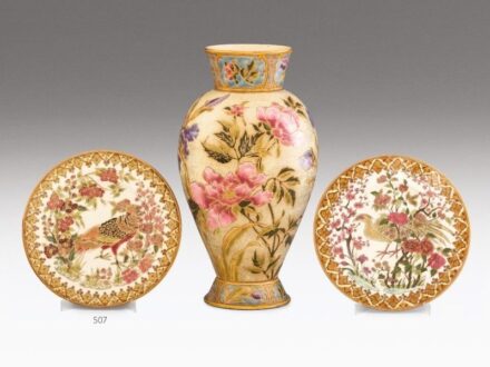 Zsolnay süteményestányér, a madaras készletből
Porcelánfajansz.