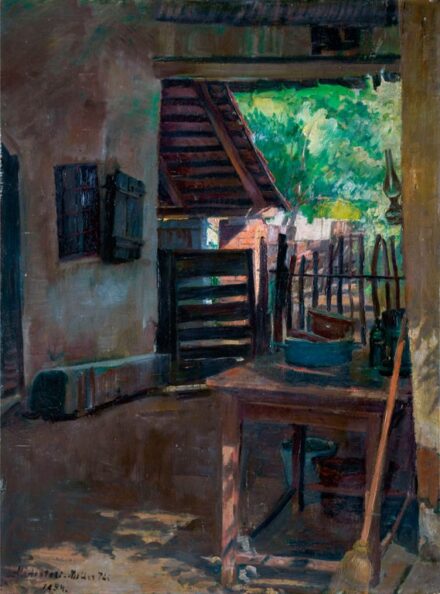 Monostori-Moller Pál (1894-1978): "Falusi ház részlet", 1954