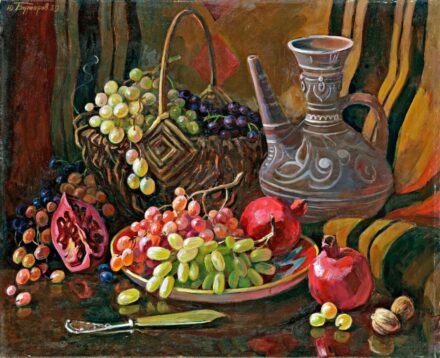 Butorov, Jurij Alexandrovics (1927-): Csendélet szőlővel és gránátalmával, 1989