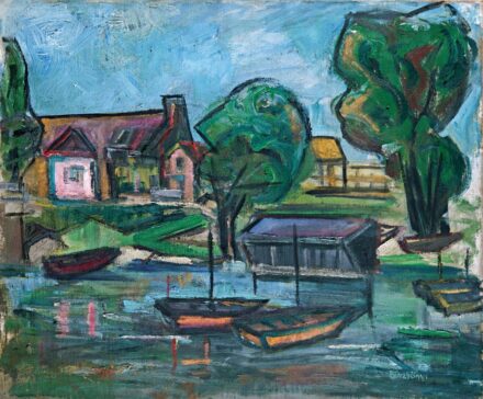 Börzsönyi Kolarits Ferenc (1901-1963): Folyópart ladikkal