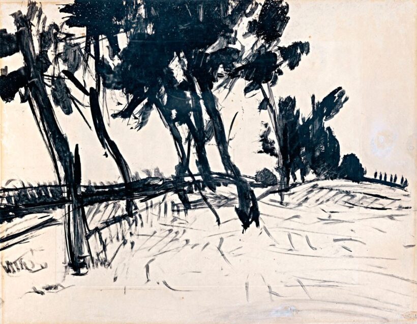 Bernáth Aurél (1895-1982): Tájkép fákkal, 1918