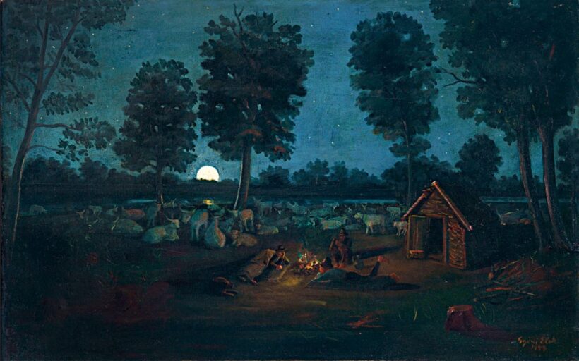 Győri Elek (1905-1957): Pihenő pásztorok csillagfényes éjszakán, 1947