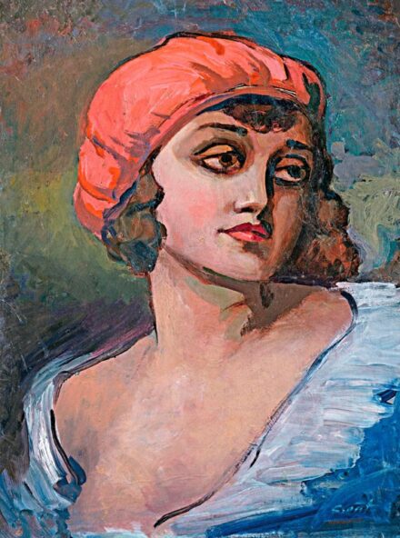Csont Ferenc (1888-1966): Lány piros barettban