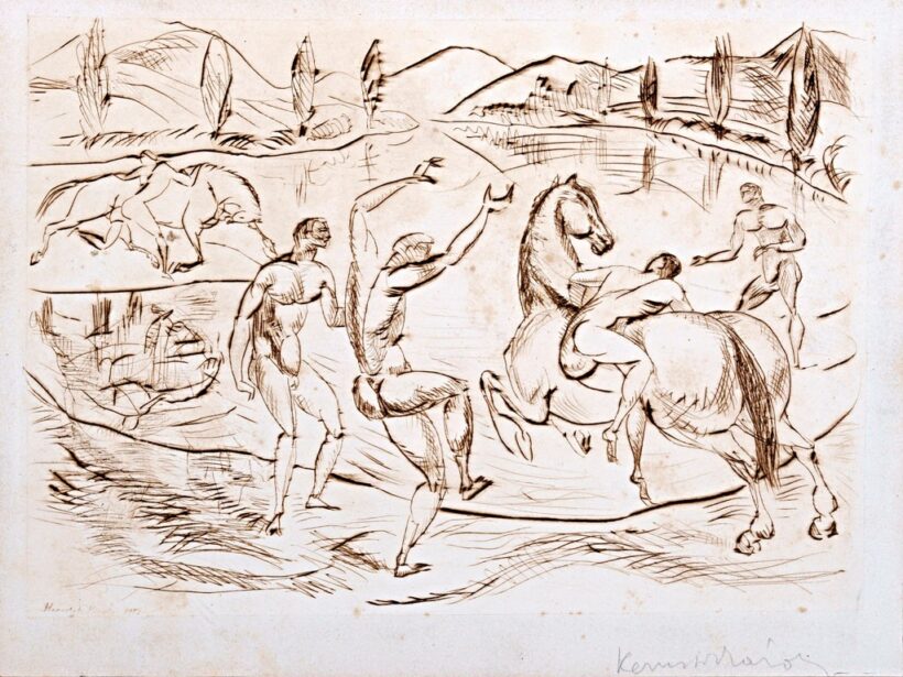Kernstok Károly (1873-1940): Lovasok a vízparton, 1912
