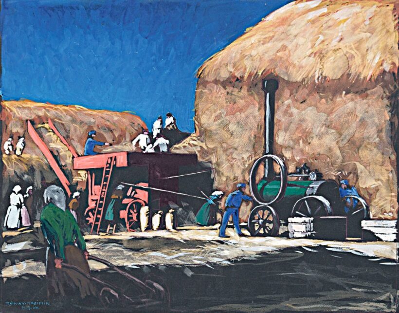 Rónay Kázmér (1883-?): Munkások a cséplőgép körül, 1929