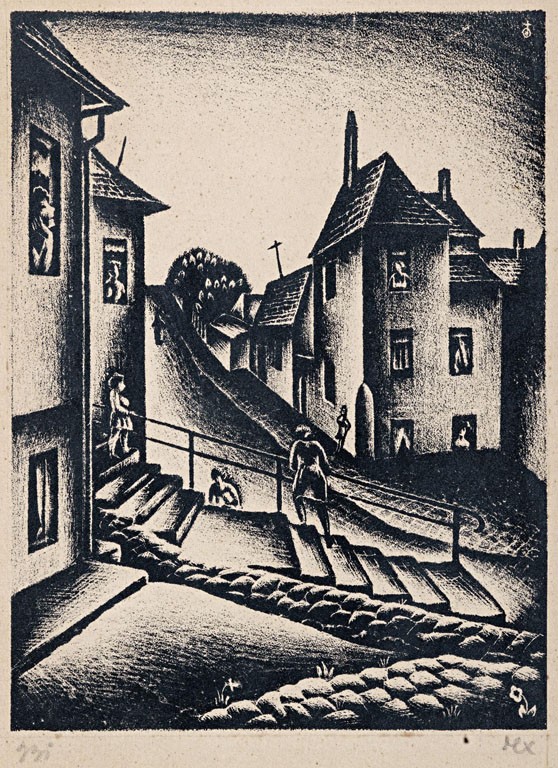 M. X. monogrammal: Városrészlet, 1931