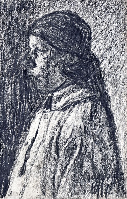 Nagy István (1873-1937): Fejkendős lány, 1917