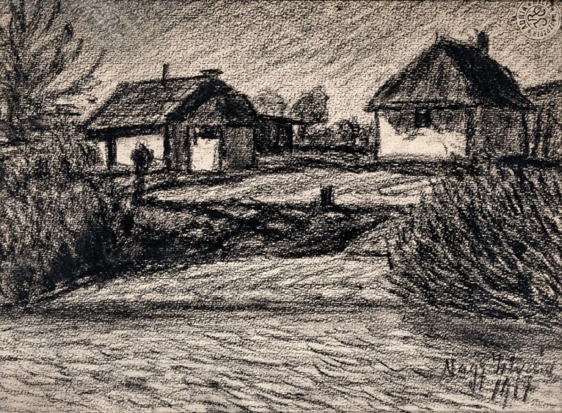 Nagy István (1873-1937): Házak a domboldalon, 1917