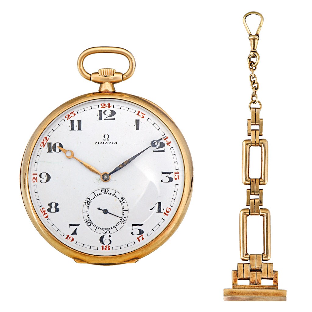 Omega férfi zsebóra tiszti lánccal