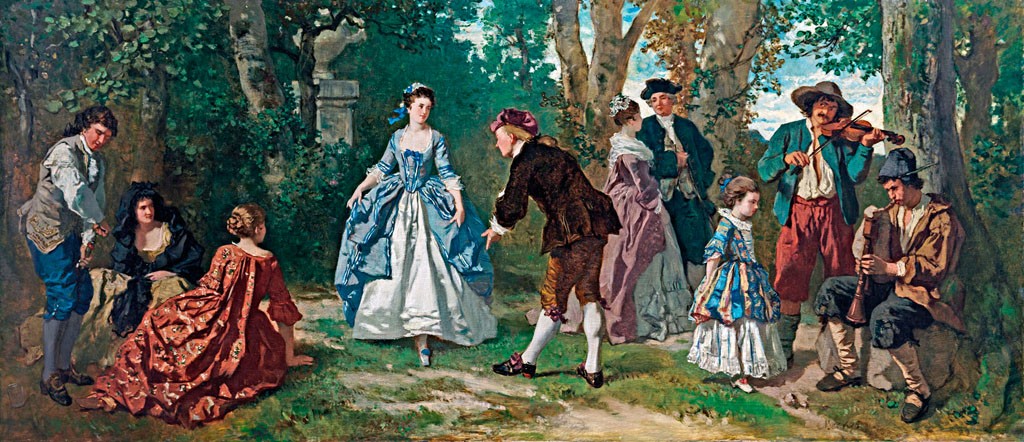 Becker, Carl Ludwig (1820-1900): Előkelő társaság a parkban