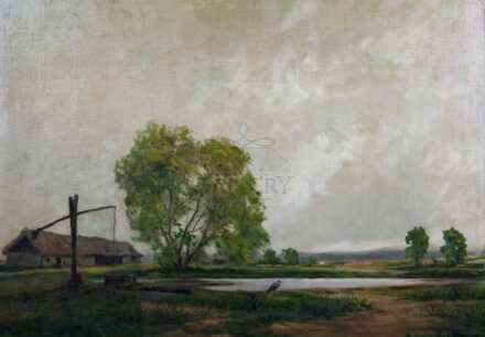 Edvi Illés Ödön (1877-1945): Tájkép gólyával