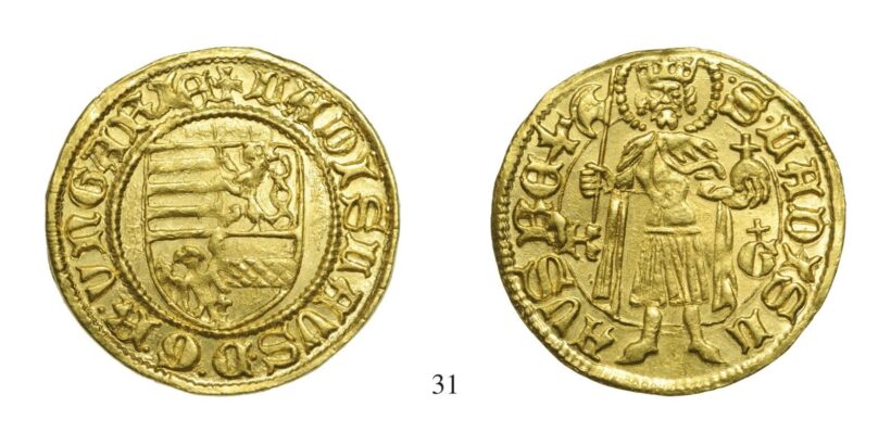 V. László (1453-1457), Aranyforint, Au, 1455, Körmöcbánya