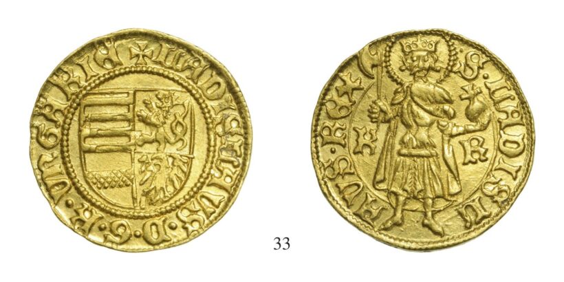 V. László (1453-1457), Aranyforint, Au, 1455, Körmöcbánya
