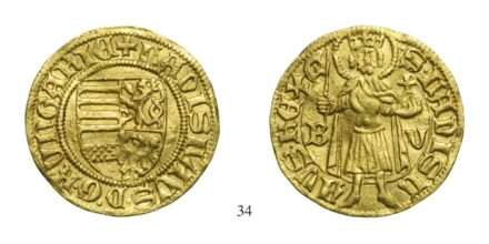 V. László (1453-1457), Aranyforint, Au, 1457, Buda