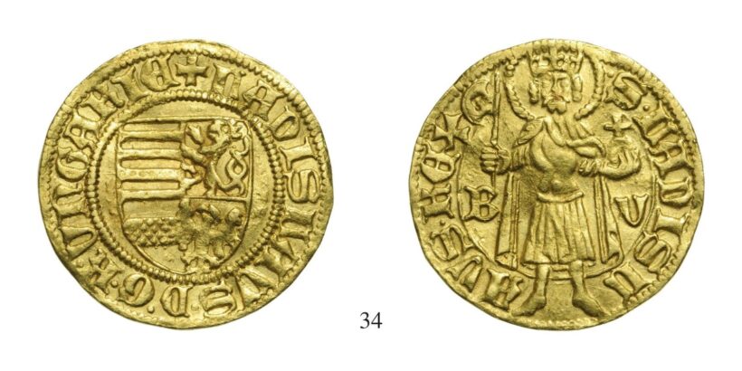 V. László (1453-1457), Aranyforint, Au, 1457, Buda