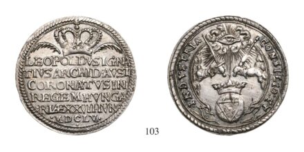 I. Lipót (1657-1705), Ezüstérem, Ag, 1655,