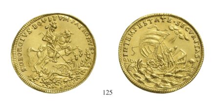 Szent Györgyi Érmek, Aranyérem 3 Dukát súlyban, Au, um1690, Körmöcbánya